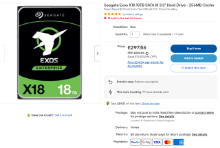Seagate Exos X18 18TB SATA III 3.5 Hard Drive for £297.56 at eBay