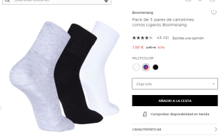 Pack x3 pares de calcetines cortos Ligeros Boomerang por 1.98€