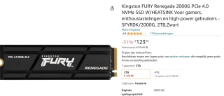 Kingston FURY Renegade met koellichaam voor €123,99 bij Amazon