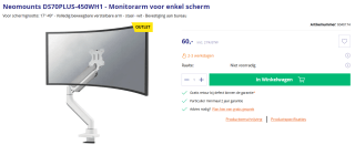 Neomounts DS70PLUS-450WH1 Monitorarm voor €60 bij Azerty