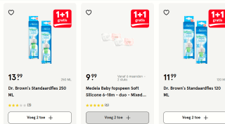 Alle A-merk baby accessoires 1+1 gratis bij Etos