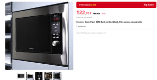 Cecotec, GrandHeat 2350 Built-in Steelblack, Microondas encastrable por 122,99€