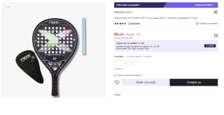 Pala de pádel NOX TEMPO WPT Luxury Series 2023 +1 Protector transparente + Funda por 86.49€ (Cuenta Nueva 76.49€)