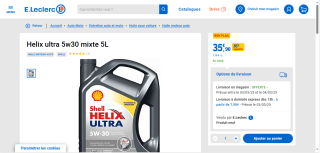 Huile Moteur Shell Helix ultra 5w30 mixte - 5L à 35,90€