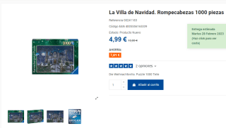 Puzzle La Villa de Navidad de 1000 piezas marca Ravensburger por 4,99€