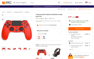 Trade Invaders mando inalámbrico rojo PS4 por 9,99€