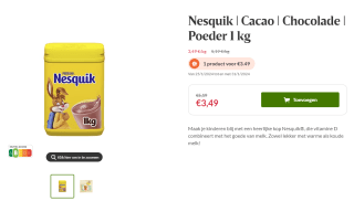Nesquik 1kg voor €3,49 bij Delhaize