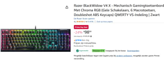 Razer BlackWidow V4 X - Mechanisch Gaming Toetsenbord - voor €88,99 dmv code met Amazon prime