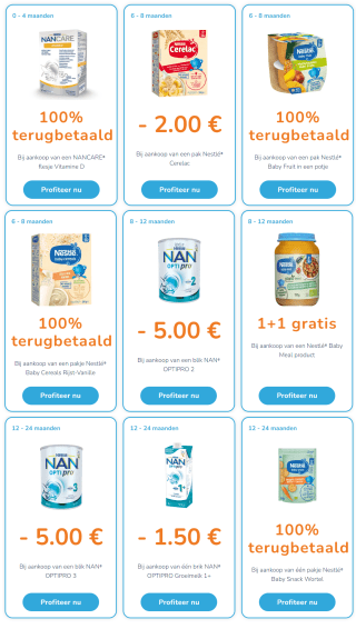 Probeer veel babyproducten gratis met 100% cashback acties