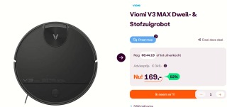 Xiaomi Viomi V3 MAX - Zwart - Robotstofzuiger met dweilfunctie voor €169 bij Ibood