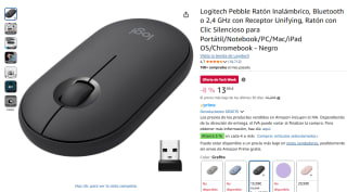 Logitech Pebble Ratón Inalámbrico, Bluetooth o 2,4 GHz con Receptor Unifying por 13,99€