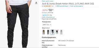 Jack & Jones PAUL JJ FLAKE Cargo heren broek voor €30,15 bij Amazon