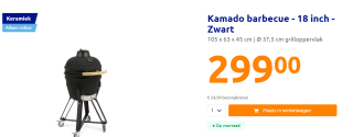 Kamado barbecue - 18 inch - Zwart 105 x 63 x 45 cm | Ø 37,5 cm voor €299 bij de Action