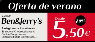 Oferta helado Ben&Jerry por solo 5,50€
