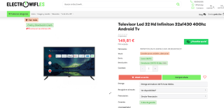 Televisor Led 32 Hd marca Infiniton modelo32af430 400hz Android Tv por 149,81€