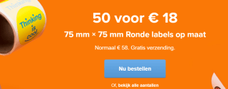50 gepersonaliseerde ronde stickers op rol voor €18 bij Stickermule