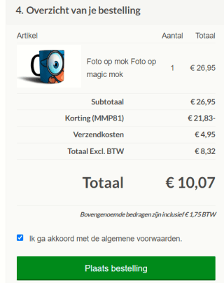 Magic Mok met eigen foto voor €5,12 dmv code bij CanvasCompany