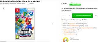 Nintendo Switch Super Mario Bros. Wonder voor €47,95 bij AllYourGames
