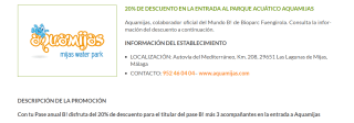 20% descuento entrada Parque acuatico Aquamijas