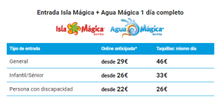Entrada adulto Isla Mágica + Agua Mágica 1 día completo por 29€