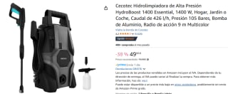Cecotec Hidrolimpiadora de Alta Presión HydroBoost 1400 Essential por 49,50€