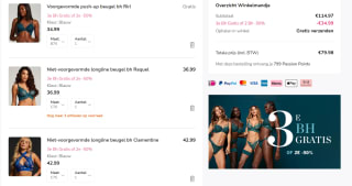 3de BH gratis of de 2de met 50% korting bij Hunkemöller