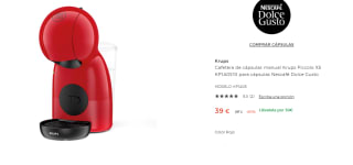 Cafetera de cápsulas manual Krups Piccolo XS KP1A0510 para cápsulas Nescafé Dolce Gusto por 39€