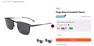 Hugo Boss heren zonnebril met RVS frame voor €49,95 bij iBOOD