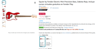 Bajo Squier by Fender (Incluye cursos virtuales gratuitos en Fender Play por 131,75€