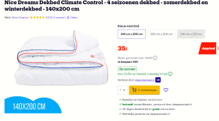 Climate Control Dekbed - 4 seizoenen voor €35 bij Bol.com