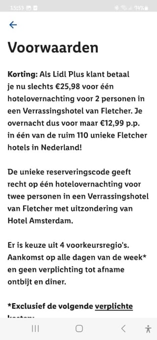 Fletcher Verrassingshotel voor 2 personen voor €25,98 via de Liddl app