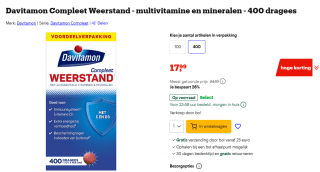 Davitamon Compleet Weerstand 400 dragees voor €17,99 bij Bol