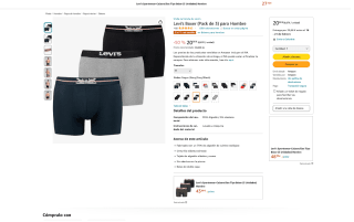 Pack de 3 Levi's Boxer para Hombre por solo 20€