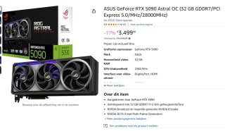 ASUS ROG Astral GeForce RTX 5090 32GB GDDR7 OC Edition voor €3.499 bij Amazon