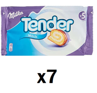 7 Paquetes de Barritas Tender milk Milka 5 ud. por 11.29€