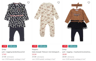 10% extra korting op babykleding tot 40% korting in de sale bij Kleertjes.com