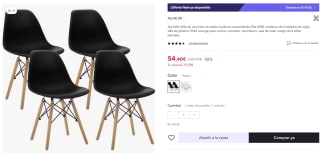 Pack 4 ALLinlife Silla de comedor de estilo moderno por 54,40€ (cuenta nueva por 44,40€)