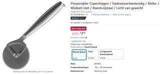 Boska Pizzasnijder Copenhagen voor €7,99 bij Amazon