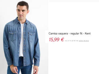 2 Camisas vaqueras Regular fit Kent para Hombre por 15.9€