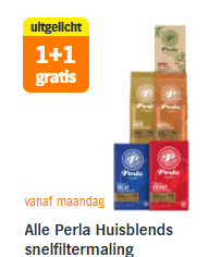 Alle Perla Huisblends snelfiltermaling 1+1 gratis bij de AH