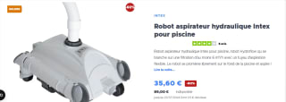 Robot aspirateur hydraulique Intex pour piscine à 35,60€
