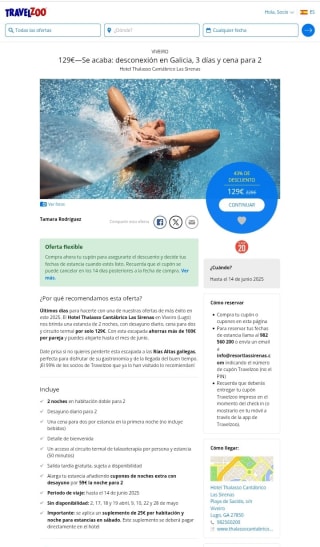 Rìas Altas Galicia 3 dîas+Cena para 2 personas por 129€.