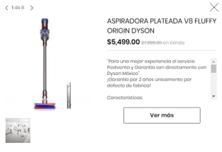 Aspiradora V8 Fluffy Origin Dyson por $5,499 en Privalia