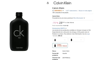 Calvin Klein Ck Be EDT 200ml por 23,56€