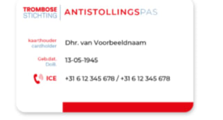 Gratis Antistollingspas Trombosestichting Nederland