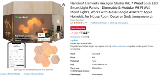 Nanoleaf Elements Hexagon Starter Kit, 7 Wood Look LED Smart Light Panels voor €144,99 bij Amazon