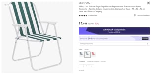 Silla de Playa Plegable con Reposabrazos por 12.32€