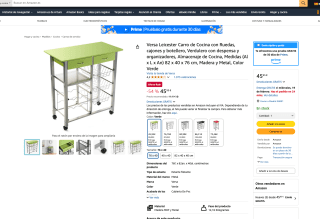 Carro de cocina con ruedas cajones y botellero Verdulero con despensa y organizadores 82x40x76cm por solo 45,95€