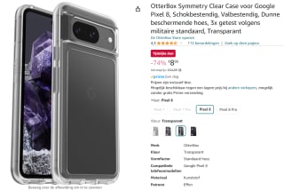 OtterBox Symmetry Clear Case geschikt voor Google Pixel 8 Clear voor €8,99 bij Amazon