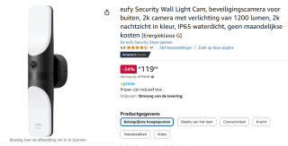 eufy Security S100 Wandlicht met Camera voor €119 bij Amazon